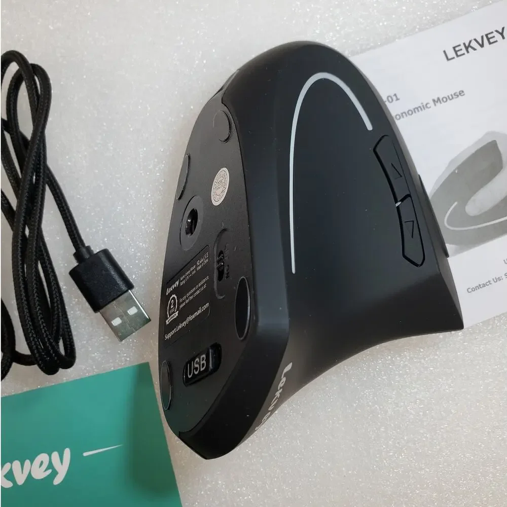 Lekvey Ergonomic Mouse, Vertical Wireless Mouse - Rechargeable 2.4GHz Optical